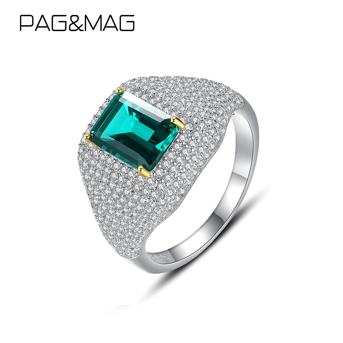 PAG & MAG-خاتم زواج من الفضة الإسترليني والزمرد للنساء ، خاتم ، 925 فضة استرلينية ، أحجار كريمة فاخرة ، مجوهرات راقية ، 925