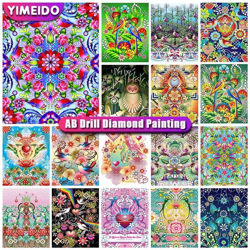 YIMEID 5D AB Diamond Painting Flower Bird Mosaic Cartoon Rhinestone pictures Embroidery Full Drill Cross Stitch Kit |