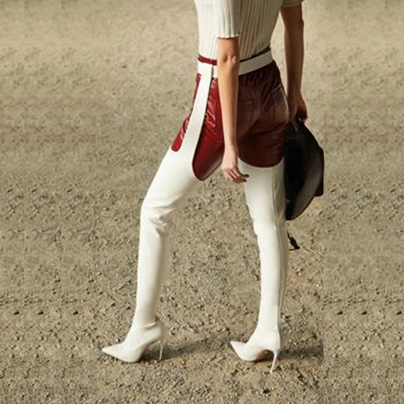 

Arden Furtado весенние осенние сапоги женская обувь на шпильке Сапоги выше колена модные белые брюки сапоги до бедра