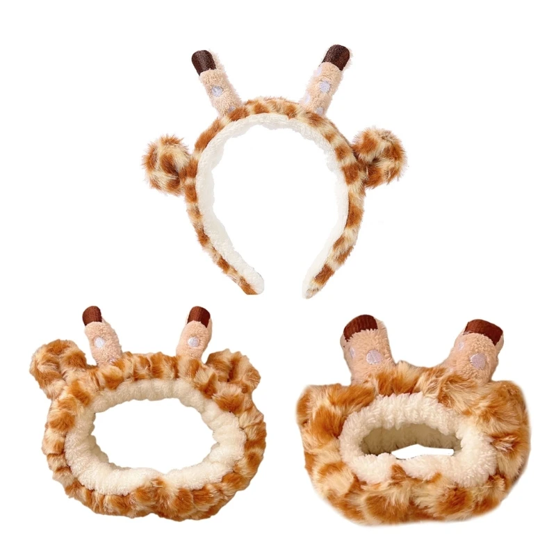 

Elastic Woman Shower Hairband & Wristband Cartoon Giraffe Plush Wrist&Hairband