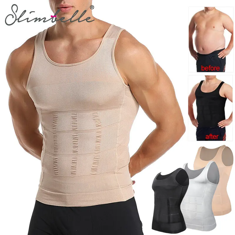 Mens Slimming Body Shaper Vest Shirt Abs Abdomen Shaping Slim Tank Top Undershirt Waist Trainer Tummy Control Compression Shirts