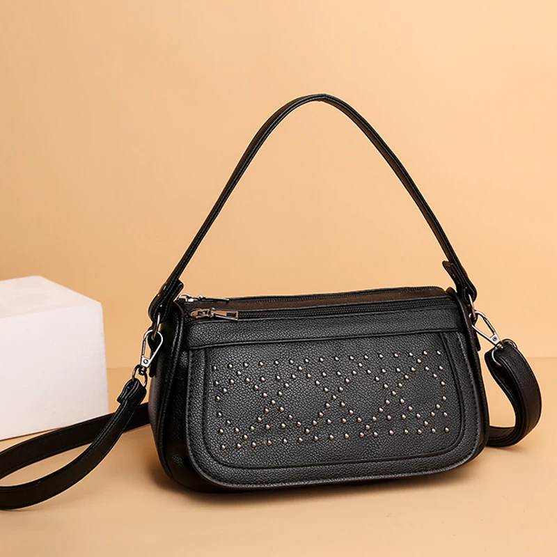 

Fashion Rivets Handbag Women's PU Leather Small Shoulder Bag Female Shopper Messenger Bag Designer Crossbody Bags For Women