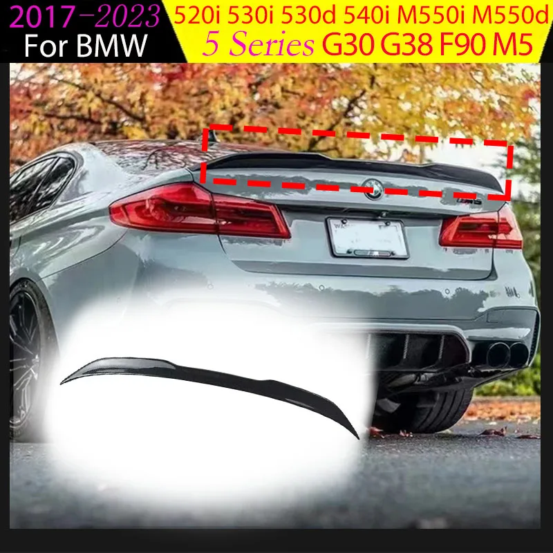 Фото 2017-2023 для BMW 5 серии G30 G38 F90 M5 520i 530i 530d 540i M550i M550d задний спойлер хвостовое крыло багажник крыша спойлер обвес комплект №1