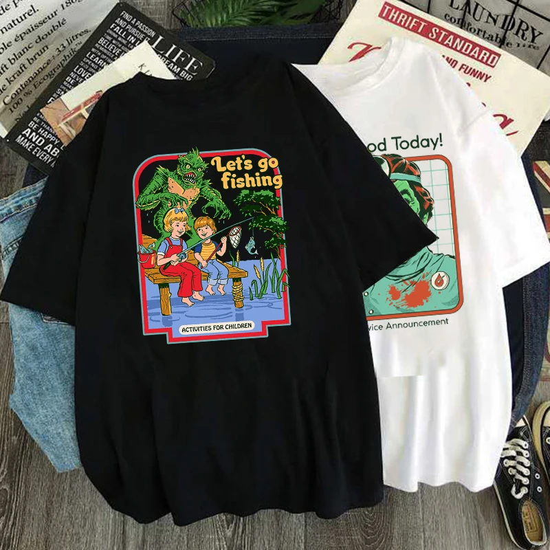 Винтажная футболка в стиле Харадзюку с изображением сатаны демонов 90-х годов