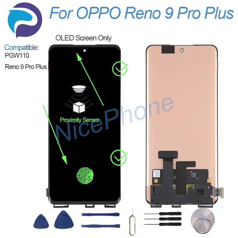 Фото Для OPPO Reno 9 Pro Plus ЖК-дисплей с цифровым преобразователем сенсорного экрана в сборе PGW110, Reno 9 Pro + Reno 9 Pro Plus ЖК-экран №2