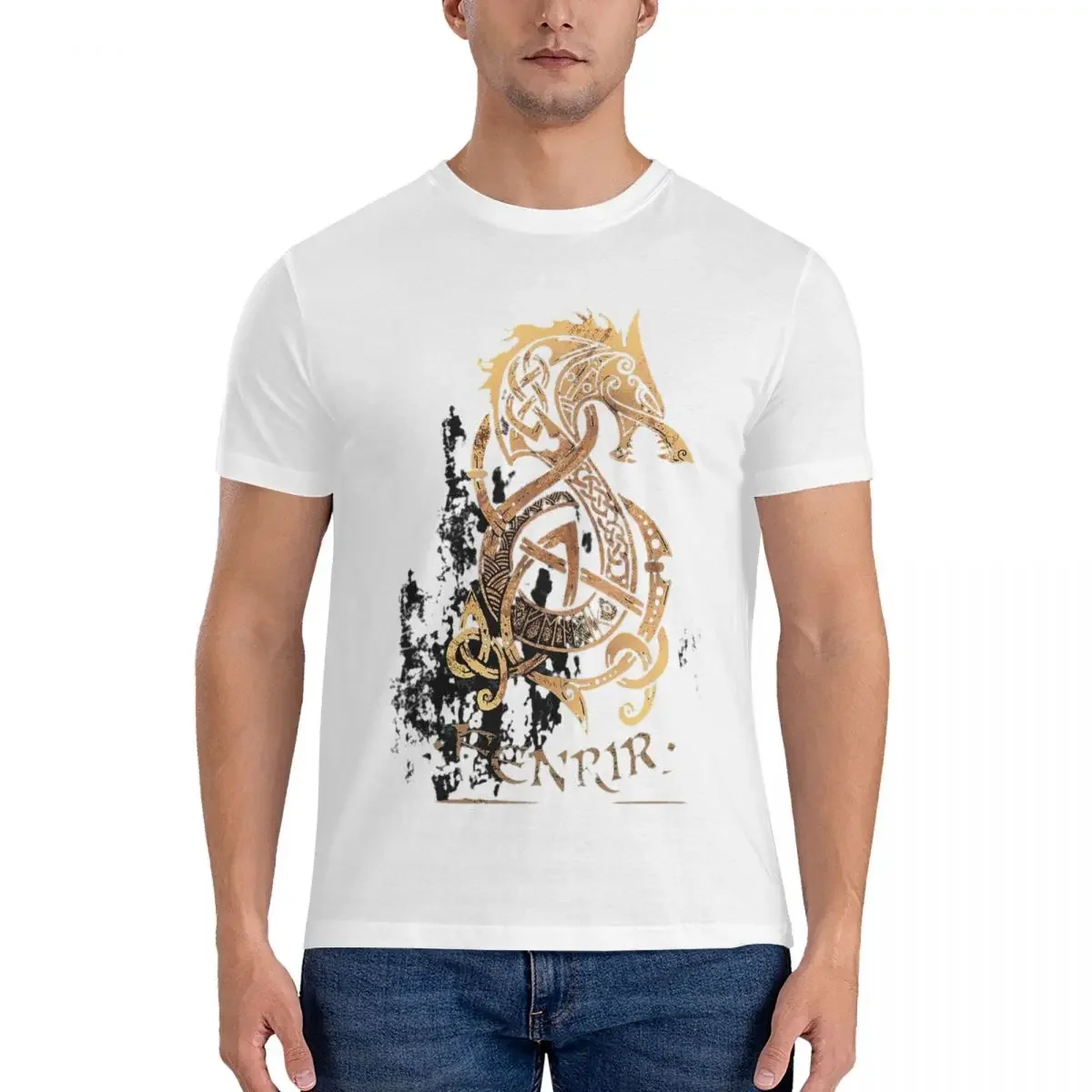 100% хлопок футболка Fenrir The Nordic Monster Wolf унисекс Классическая большого размера