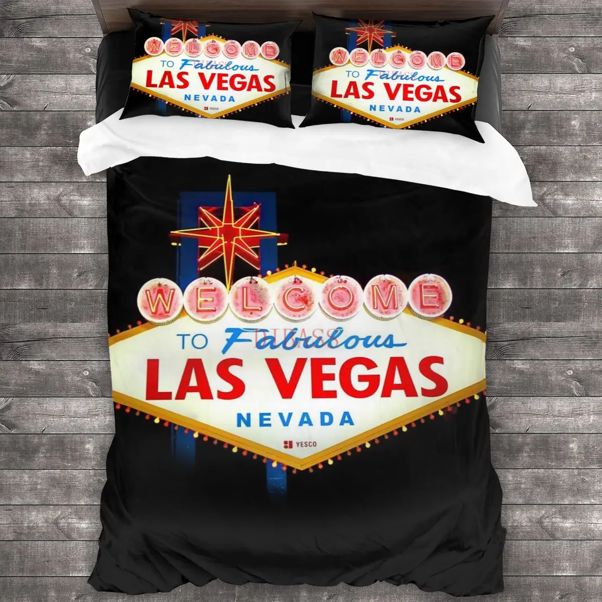 

Welcome To Fabulous Las Vegas Soft Microfiber Comforter Set with 2 Pillowcase Quilt Cover With Zipper Closure