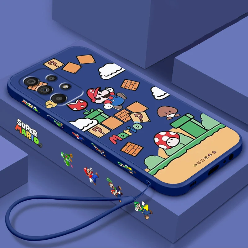 

Cartoon Cute Art Super Mario Liquid Left Rope For Samsung Note 20 10 A54 A31 A14 A03 A22 A34 A04 A24 Ultra Plus 5G Phone Case
