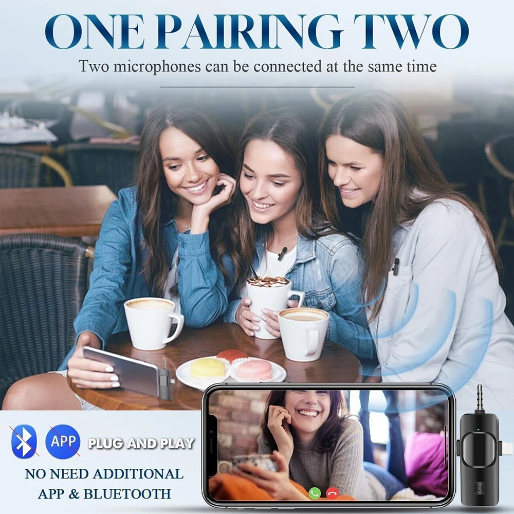 Беспроводной петличный микрофон 3 в 1 для iPhone Android 5 мм