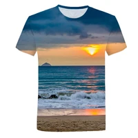 new seaside landscape pattern 3d printing mens womens childrens t shirt casual beach wind breathable light summer sports top