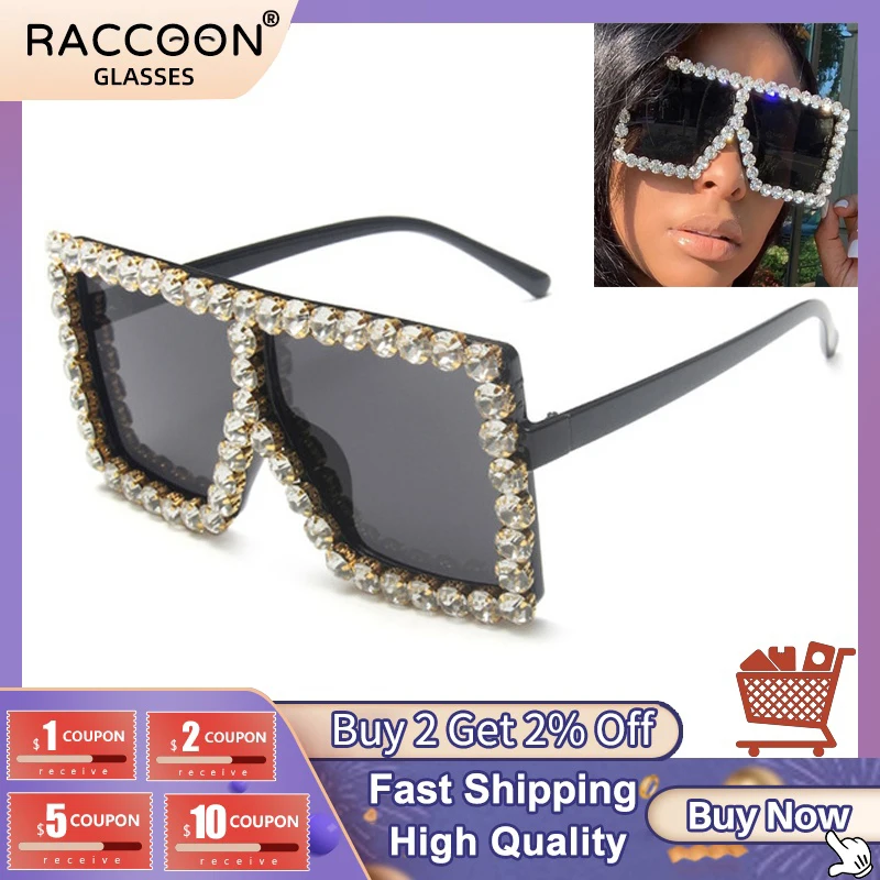 

Fashion Sparkly Diamond Women Massive Bling Sunglasses Huge Retro Oversized Vintage Big Rhinestones Sun Glasses Glitter Eyewear