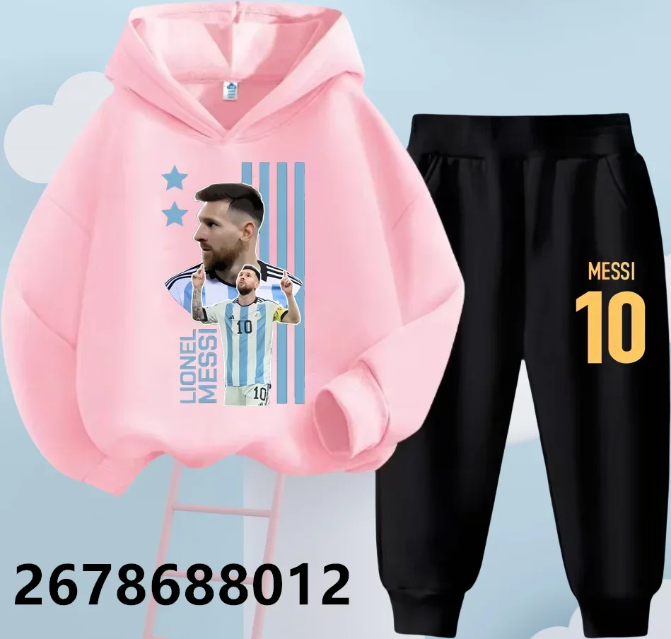 Весенне-осенний Комплект Детской Спортивной Одежды С Футболкой Месси Толстовка