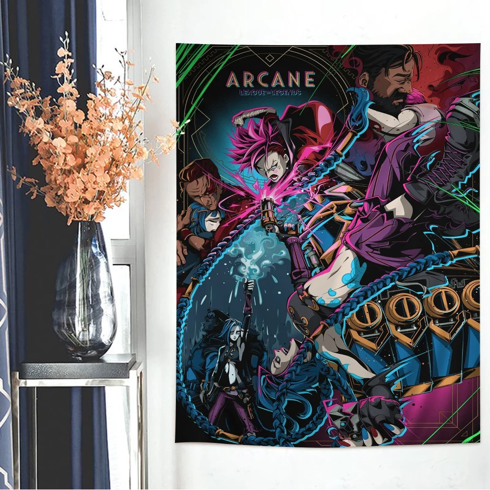 Arcane Jinx L-Lols Cartoon Tapestry For Living Room Home Dorm Decor INS