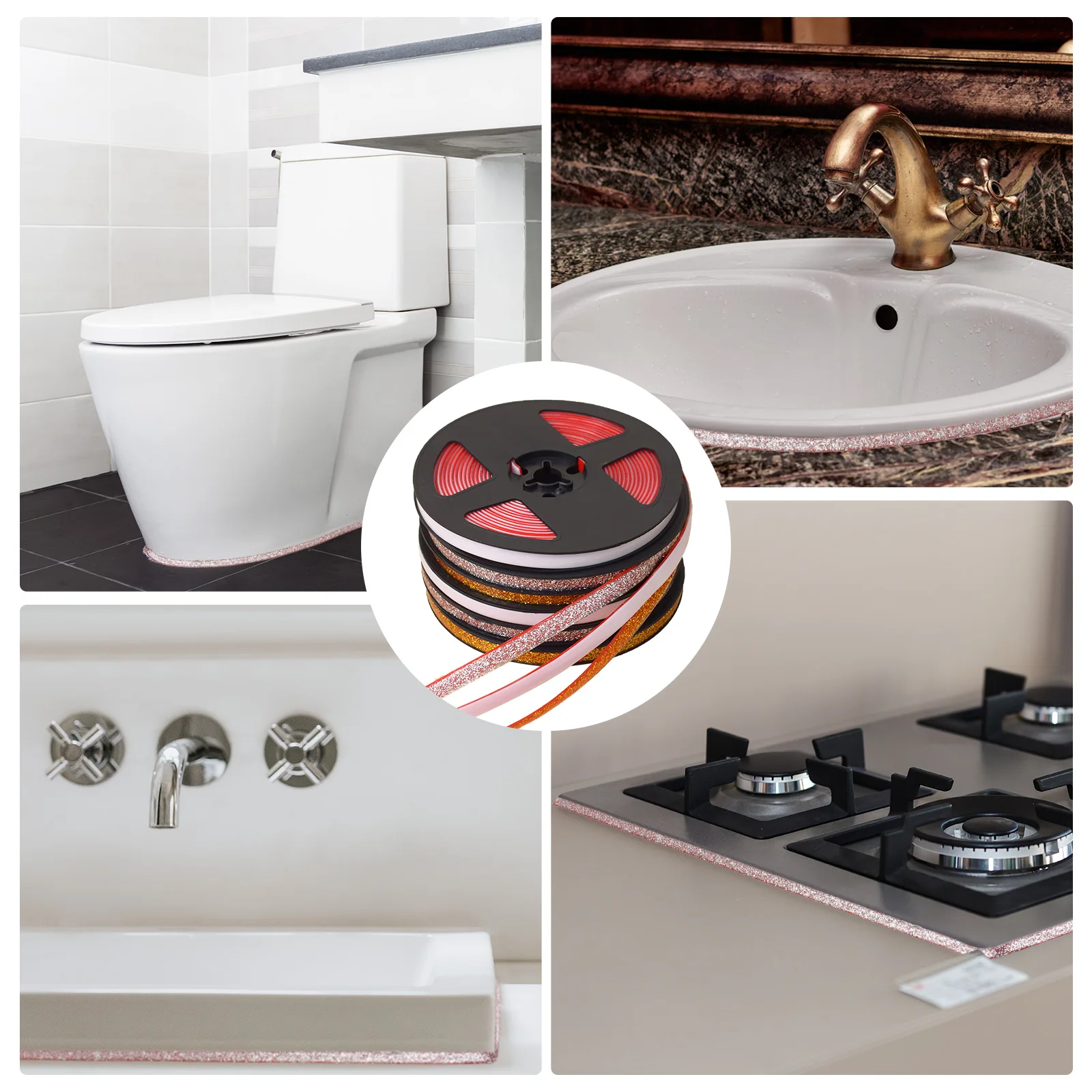 Золотая чёрная самоклеящаяся лента для швов 6 метров