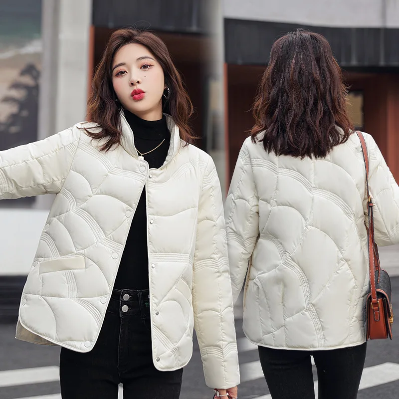 Down cotton jacket women's short fashion stand collar light cotton jacket women's cotton jacket coat