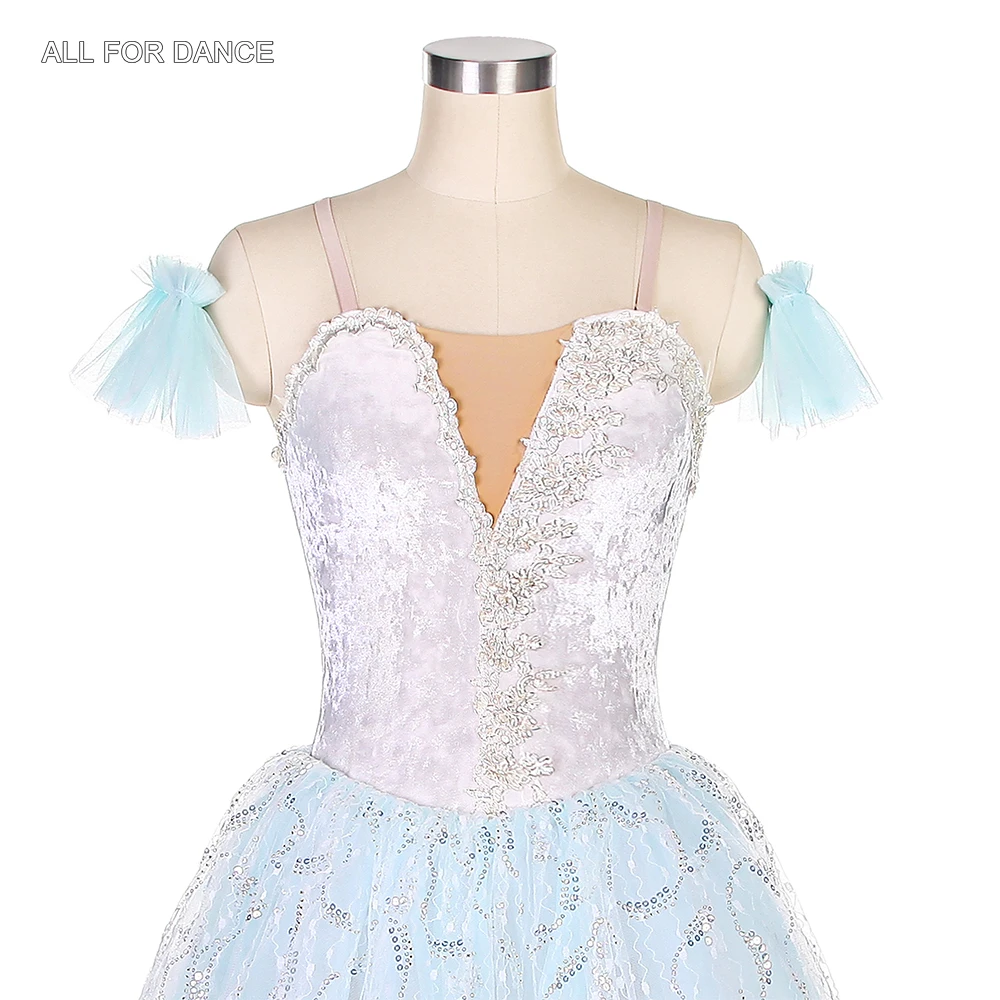 21315 Белый бархатный лиф с бледно-зеленой длинной романтической юбкой-пачкой для