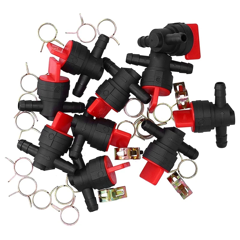 

10PCS Outboard Fuel Tank Fuel Pipe Shut-Off Valve, Lawn Mower Accessories, for 1/4 Inch Fuel Line