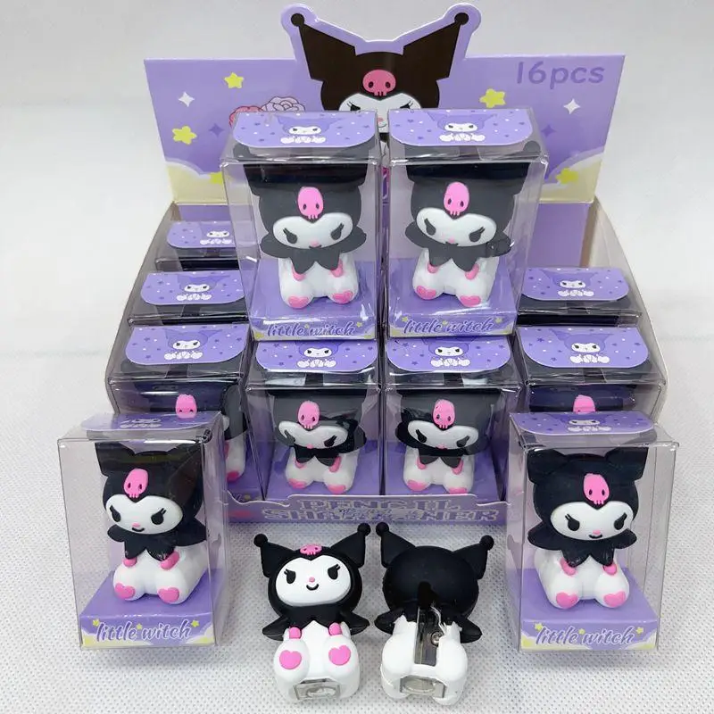 

16pcs Sanrio Pencil Sharpener Kawaii HelloKitty Kuromi Korean Student Cartoon Doll Pencil Sharpener Children's Stationery Prize