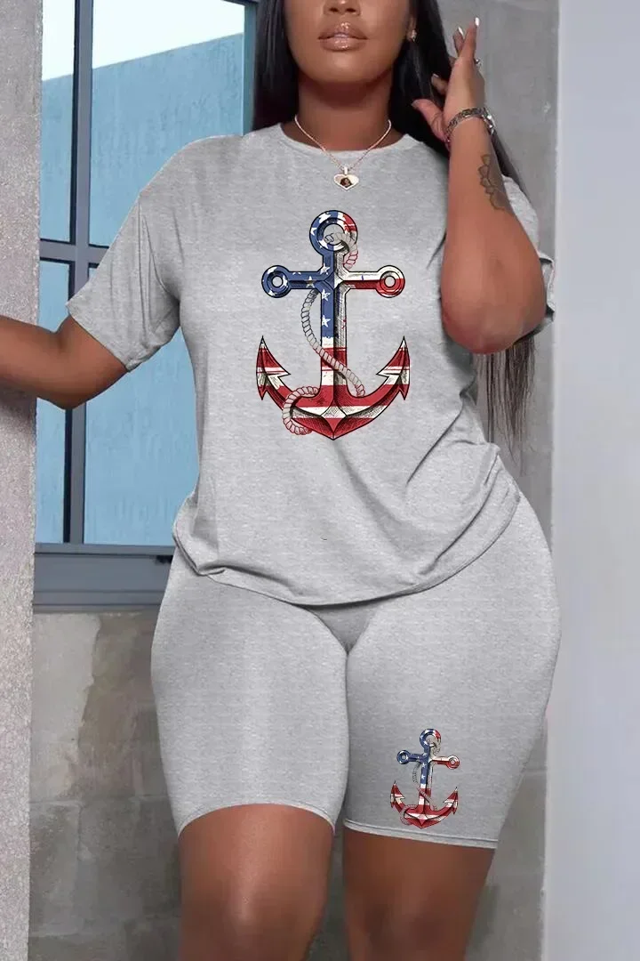 Одежда больших размеров летний женский костюм повседневная футболка с круглым