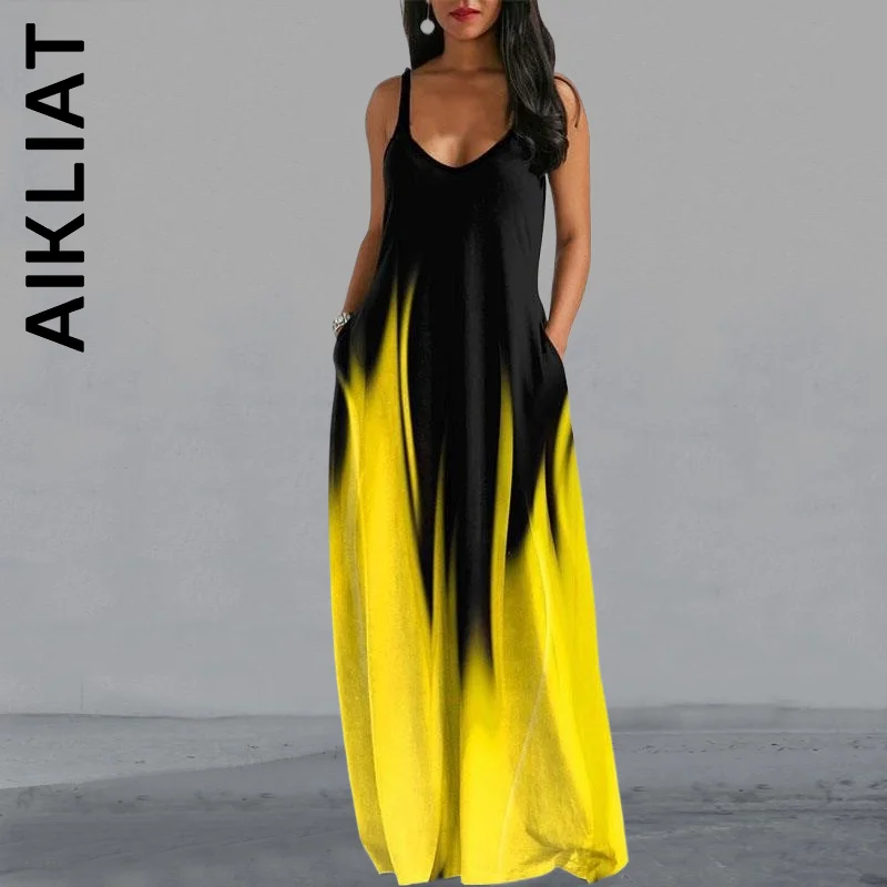 

Aikliat Fashion Women O-neck Sleeveless Floor-length Dresses Simple Vintage Sweet Dress Leisure Stylish Vestidos Female Clothing