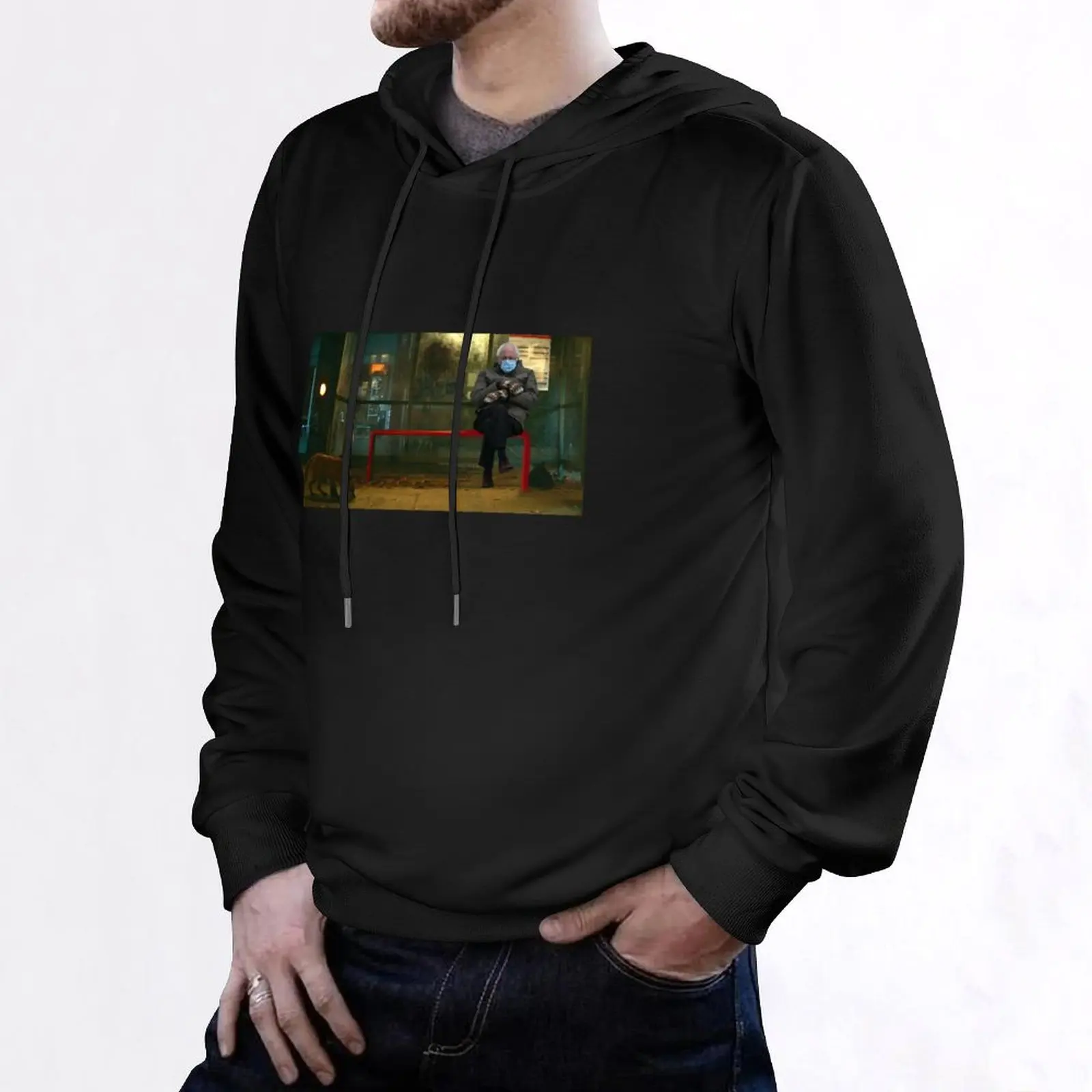 Пуловер с капюшоном Feel the Bern/He went that way мужская одежда в японском стиле корейская