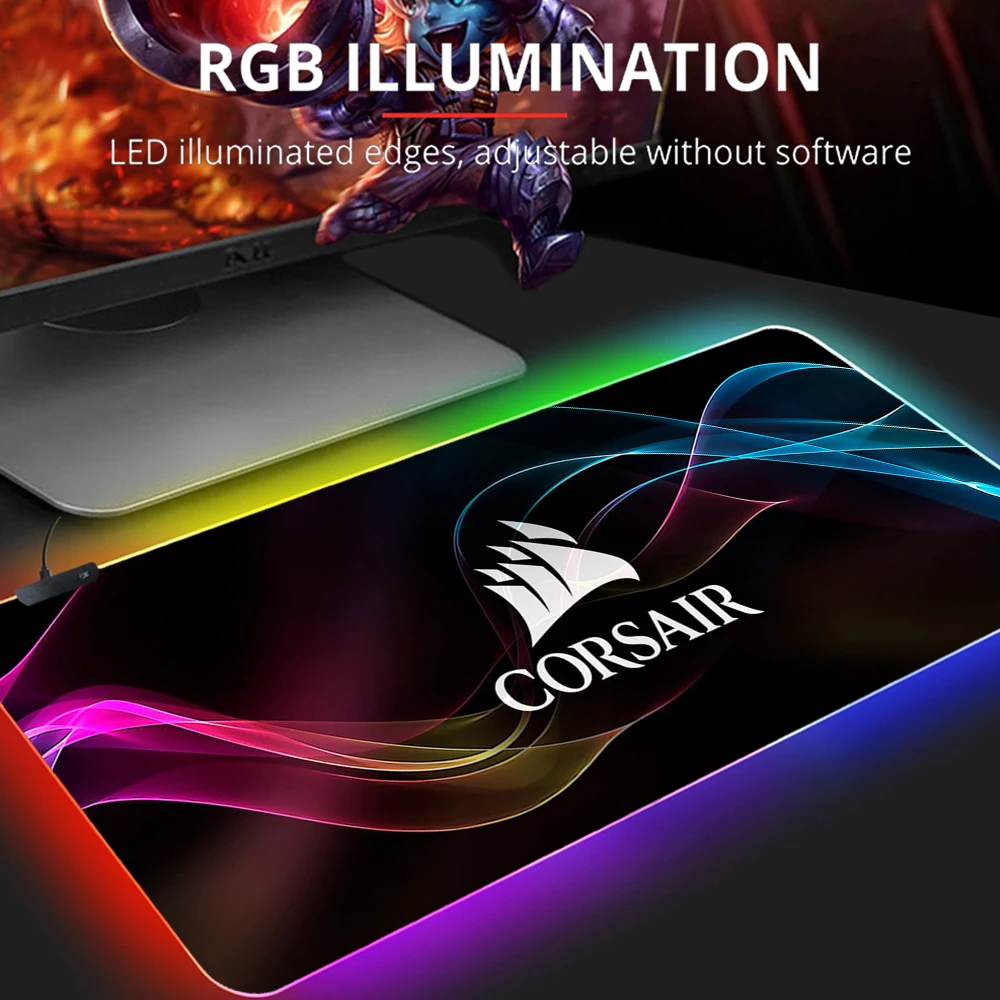 

RGB Black Corsair Large Gaming Mouse Pad Colorful Mouse Mat Keyboard Table Mat Desk Mat For Notebook Laptop Gamer Mousepad big