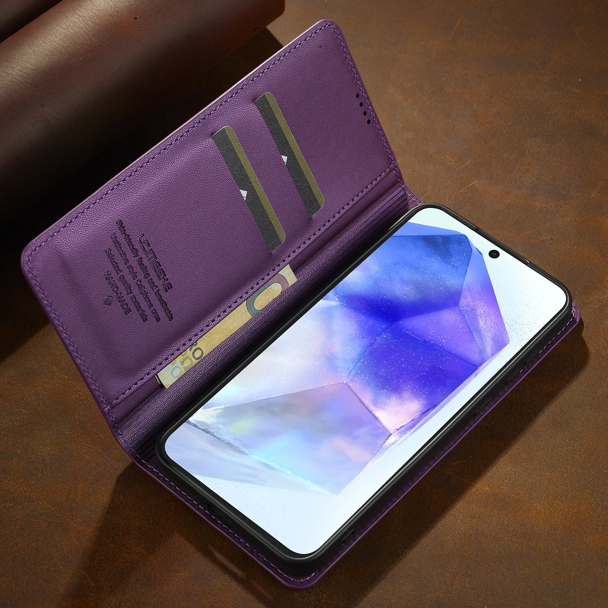 Ультратонкий кожаный чехол-книжка для Samsung Galaxy A15 A35 A55 A14 A34 A54 A52 5G S24 S23 Ultra S22 S21 Plus S20