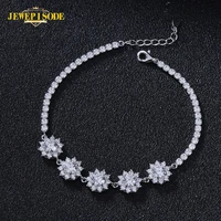 elsieunee 100 925 sterling silver charm flower real moissanite bracelets for women wedding party fine jewelry drop shipping