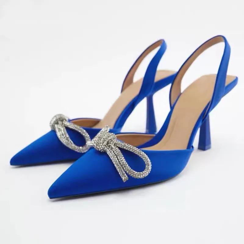 

Designer Cute Bow Tie Fashion Pointed Sandals Female Brand High Quality Elegant Shiny Ladies High Heel Sandals Woman Summer 2022