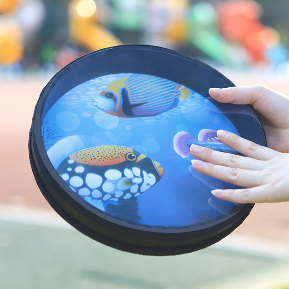 

1pc 8in/10in Ocean Wave Drum Percussion Toys Hand Drum Percussion Music Educational Toys Gifts Train Children's Hearing