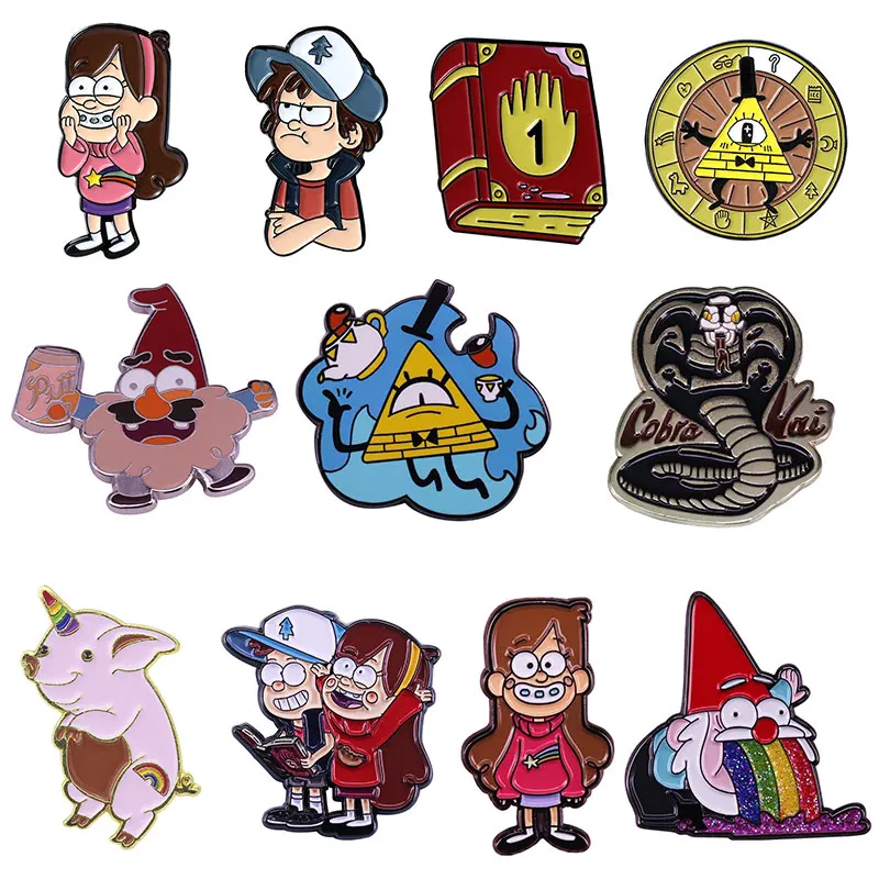 Gravity Falls Rainbow Enamel Pins Funny Brooches Women Men Lapel Badges Backpack Collar Fashion Jewelry Gifts For Kids Friend