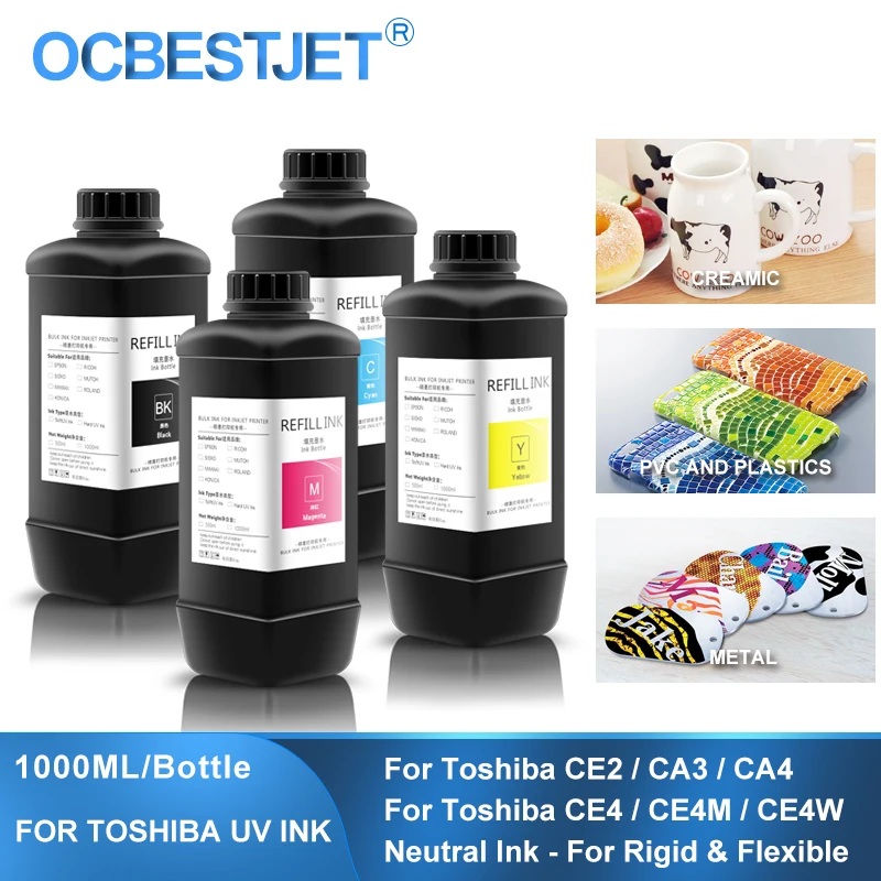 

4×1000ML Neutral LED Curable UV Ink For Toshiba CE2 CA3 CE4 CA4 CE4M CE4W Printhead Both For Rigid & Flexible Materials
