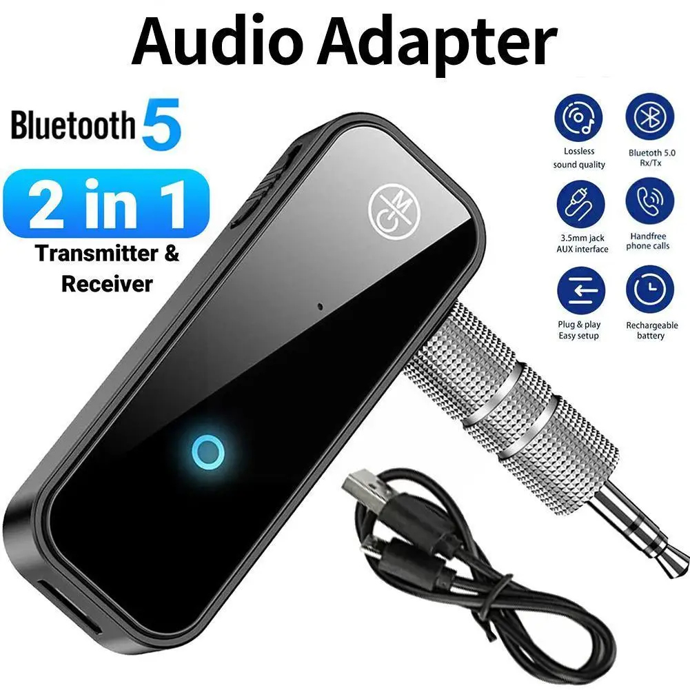 

Bluetooth 5.0 Transmitter Receiver 2 in1 Jack Wireless Adapter 3.5mm Audio AUX Adapter For Car Audio Music Aux Handsfree He S9R2
