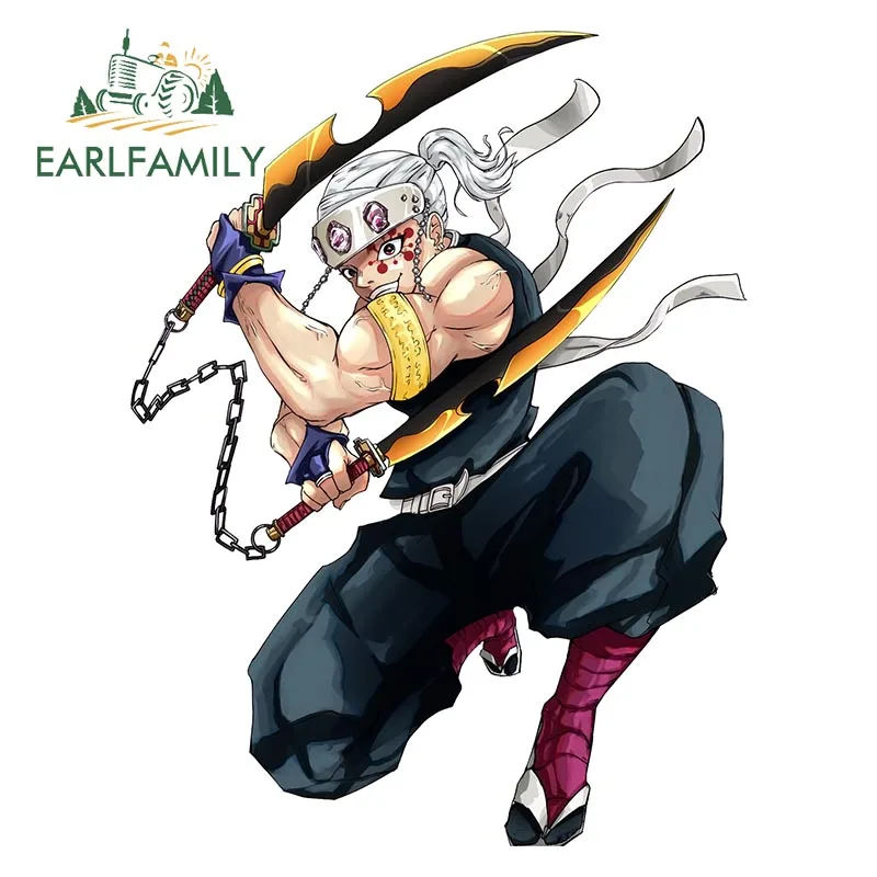 Earlfamily Ninja Uzui Tengen Car Sticker Anime Demon Slayer Two Sword Style JDM Trunk Motorcycle Helmet Decal Vinyl Wrap on.