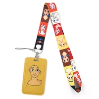 disney princess anime lanyard badge holder id card lanyards mobile phone rope key lanyard neck straps keychain key ring