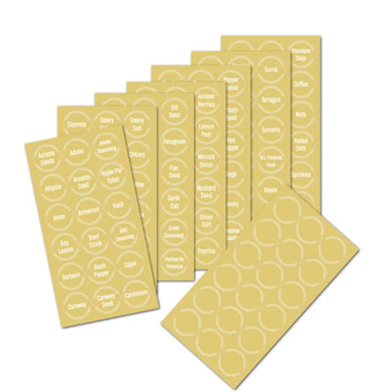

144Pcs Kitchen Jars Bottle Container Label Various Food Label Clear Stickers On Can Storage Box Item Mark 8 Sheets