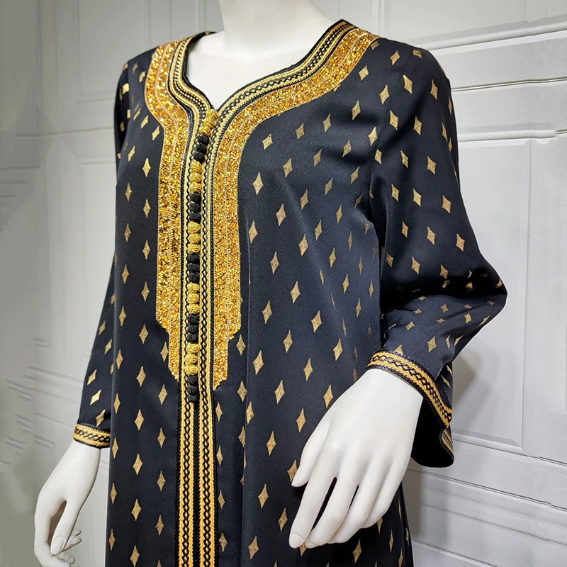 Ramadan Muslim Woman Middle East Abaya 2022 Bronzing Diamonds Plus Size Arabic Long Dresses Robe Aid Femme Dubai Turkish Abayas