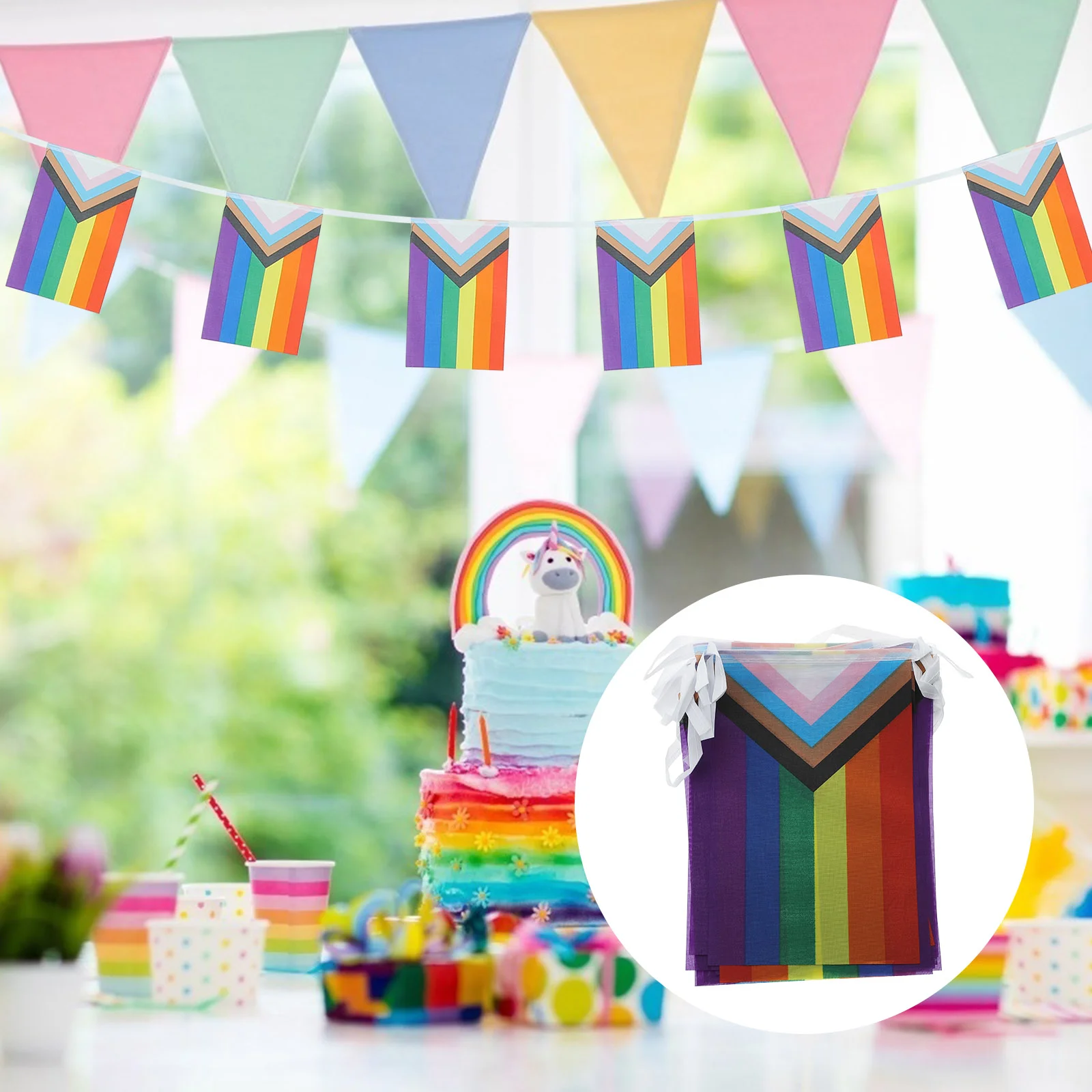 

Pride Banner Rainbow String Bunting Progress Pride Flag Parade