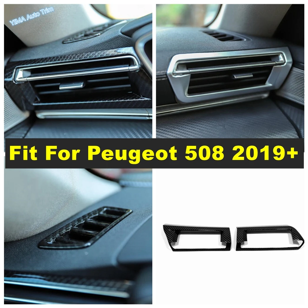 

Air Conditionnal Vent Cover Trim AC Outlet Decoration Frame Matte / Carbon Fiber For Peugeot 508 2019 - 2022 Interior Accessory