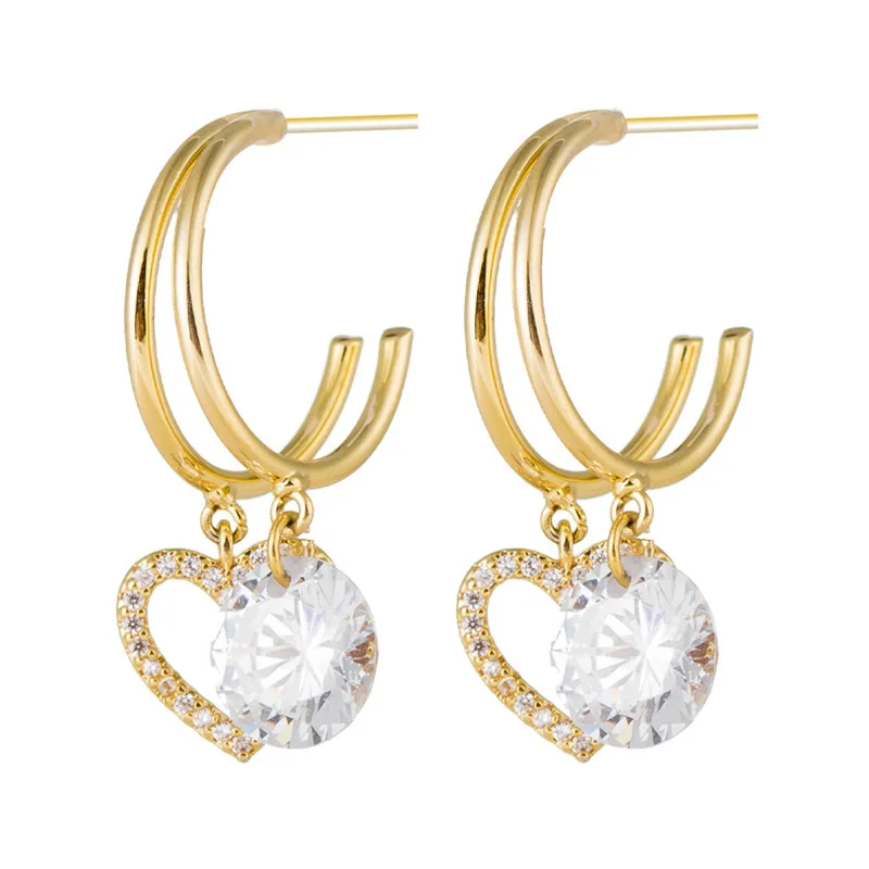 

Простые милые маленькие серьги-кольца в форме с для девочек, классические минималистичные очаровательные серьги-гвоздики с узким цирконом,...