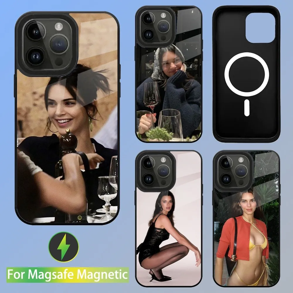 Чехол для телефона Kendall Jenner iPhone 15 14 13 12 11 Plus Pro Max Mini Magsafe магнитная Беспроводная