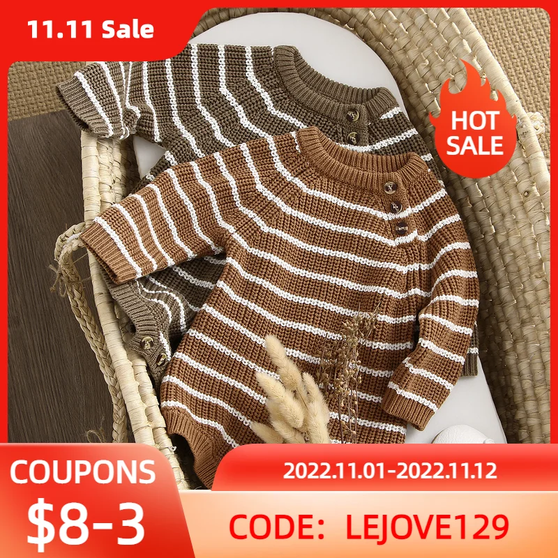 

0-24M Warm Baby Clothing Knit Romper Newborn Infant Toddler Boy Girl Long Sleeve Jumpsuit Fall Spring Winter Baby Outfits