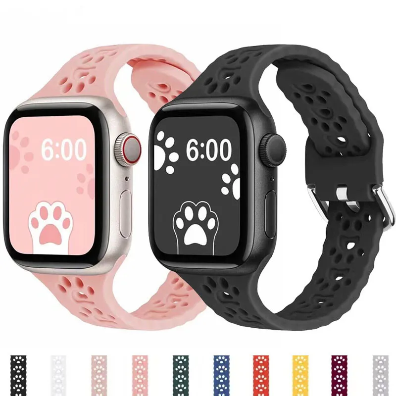 

Silicone cat paw Strap For Apple Watch Band 44mm 40mm Sport correa 38mm 42mm smart bracelet iwatch Series 7 45mm 41mm 6 5 4 3 SE