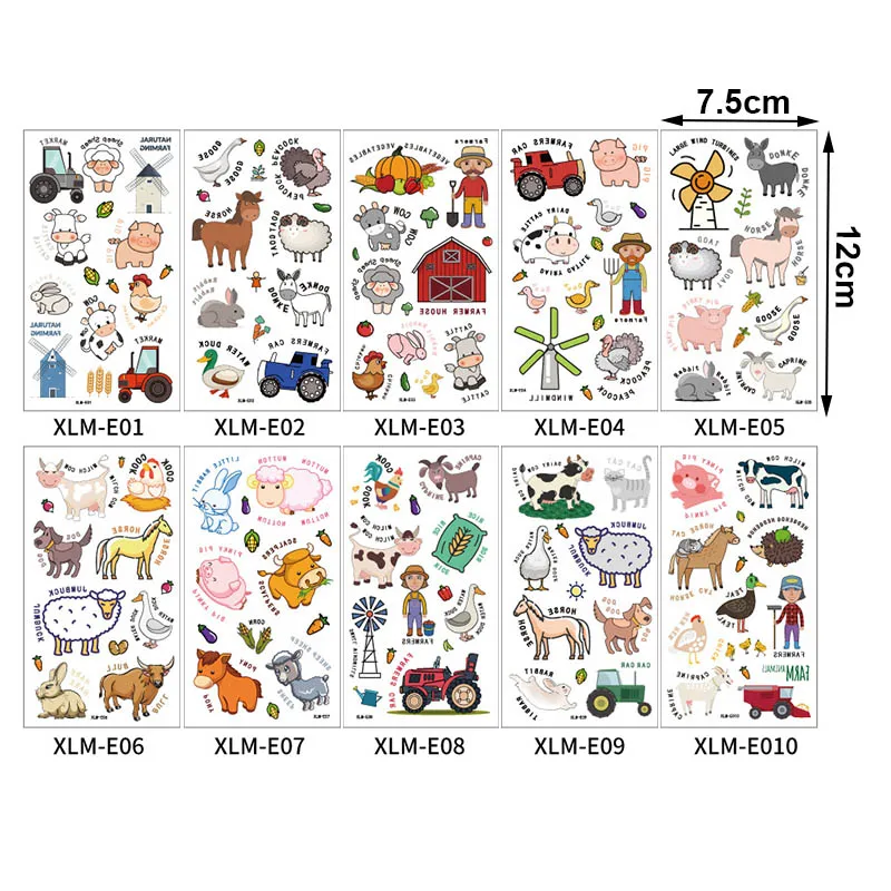 Временные тату-наклейки в виде животных на ферму кошки водостойкие наклейки