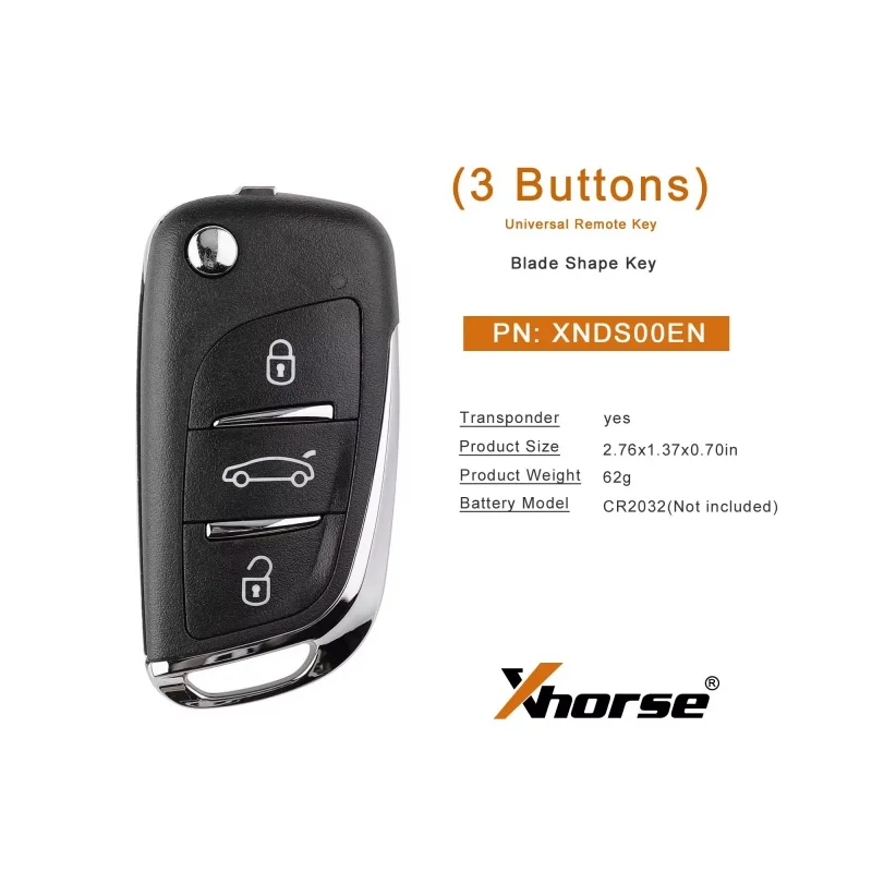 1 шт. XHORSE XNDS00EN VVDI2 для дистанционного ключа типа Volkswagen DS с 3 кнопками