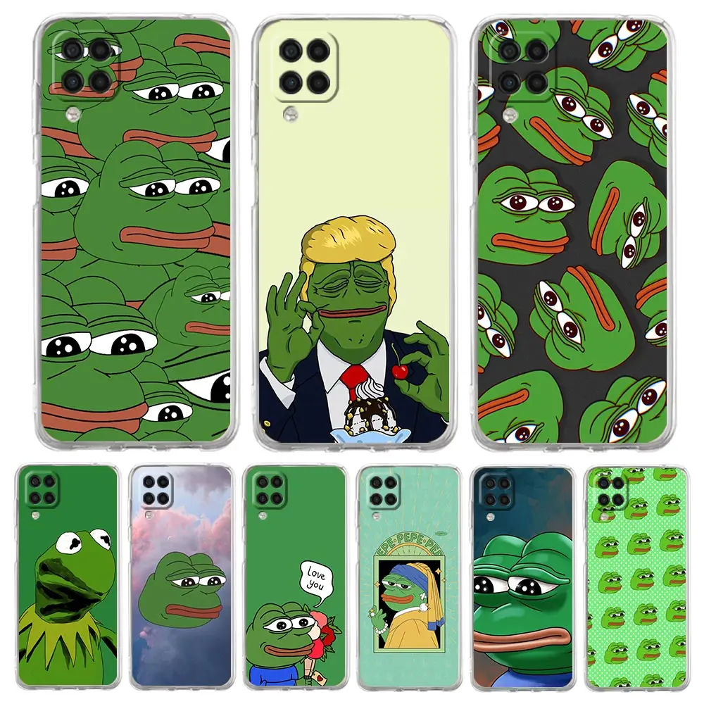 

Interesting Frog PEPE Phone Case For Samsung Galaxy A51 A71 A21S A12 A11 A31 A41 A01 A03S A13 A32 A52S A22 A12 A72 Clear Cover