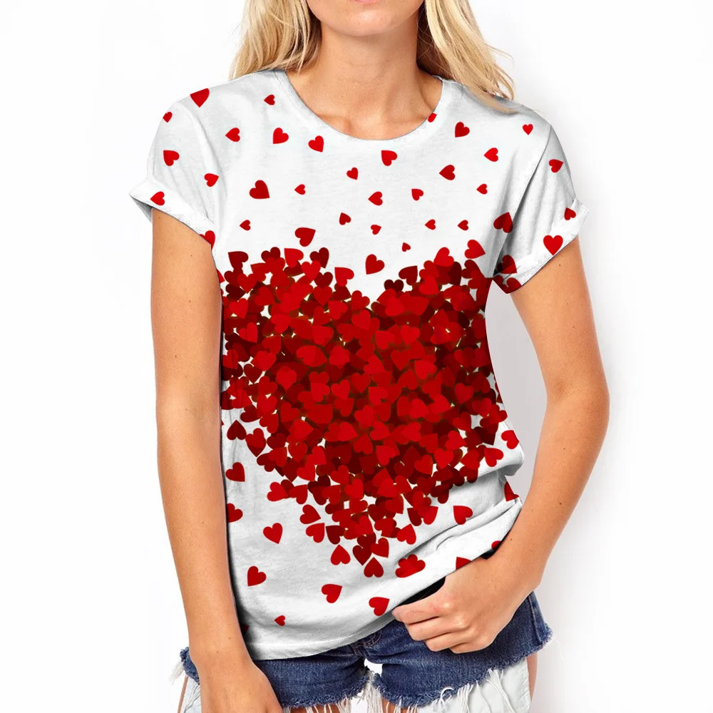 

Summer Casual Women's T-shirt Harajuku Large Size Crop Top Love Fashion Print T-shirt O-neck Trendy Girls Short Sleeve Tees Y2k