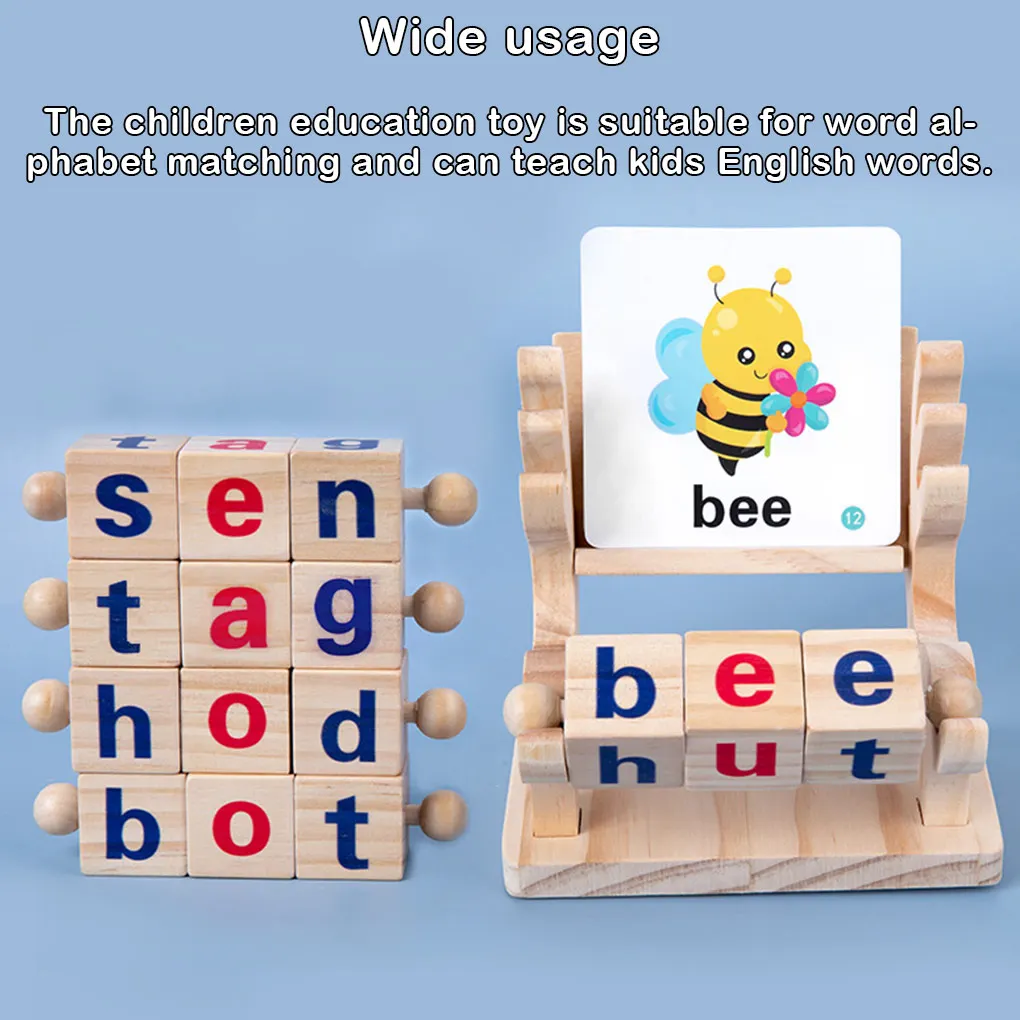 

Alphabet Spelling Blocks Children Education Letter Wood Toys Household