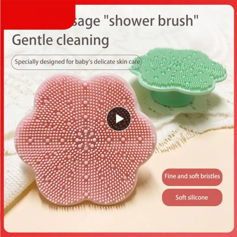 

Massage Bathing Cloth Silicon Resin Shampoo Brush Bend Q-bomb Bathing And Wiping Neonate Bathroom Brush Soft Baby Scrub Purple