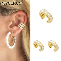 keyounuo gold silver filled pearl ear cuffs earrings for women fake piercing golden clip earrings fashion jewelry wholesale